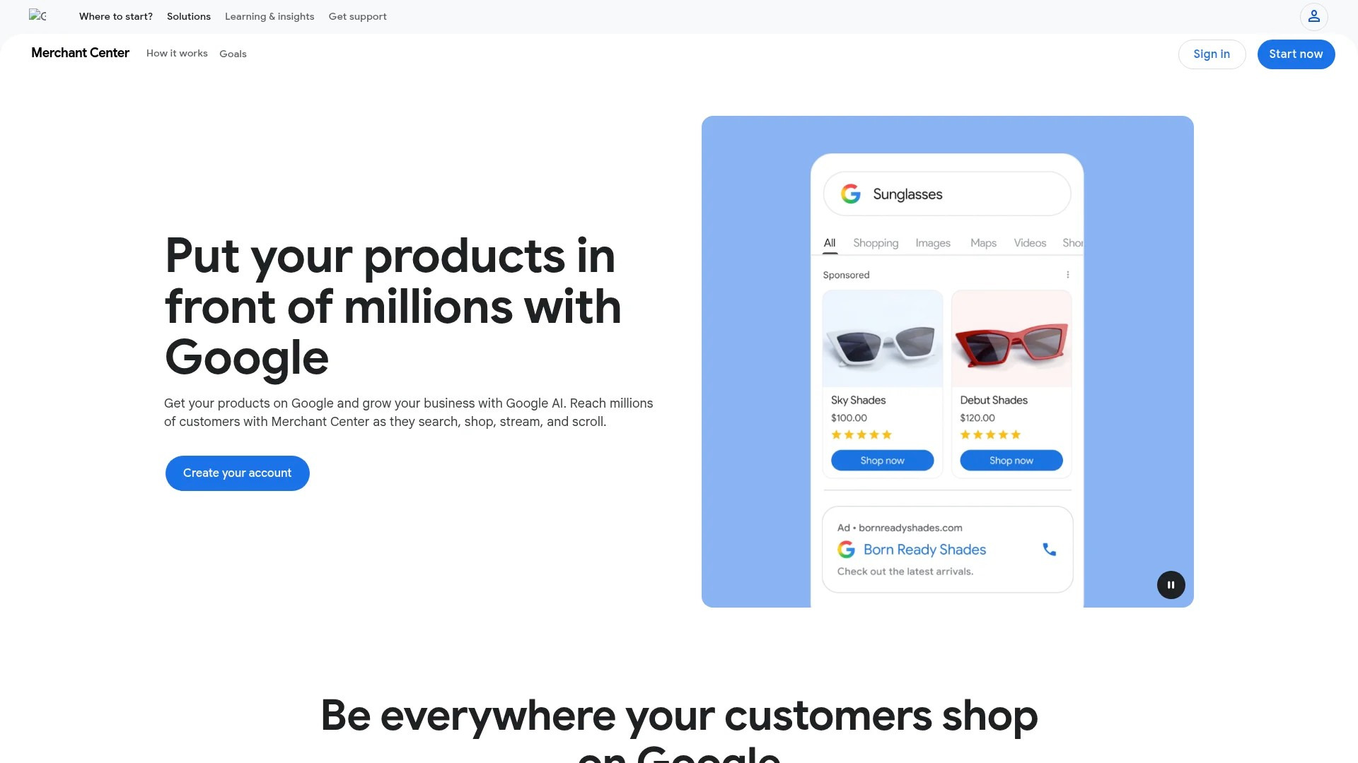 Screenshot of https://merchants.google.com