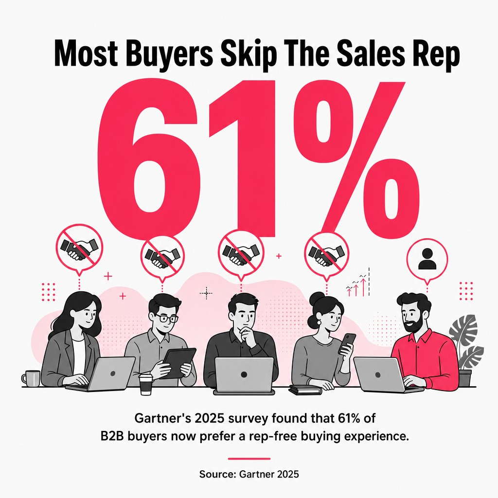  61% of B2B buyers prefer a rep-free buying experience, increasing the importance of your website in the decision process.
