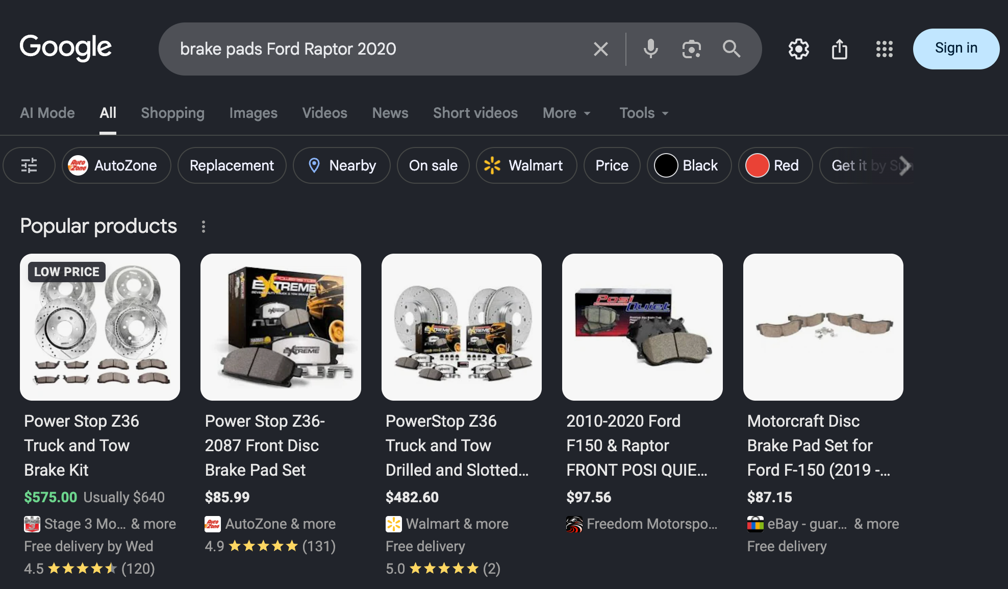 Google Shopping listsings