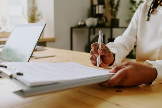 Person signing a contract