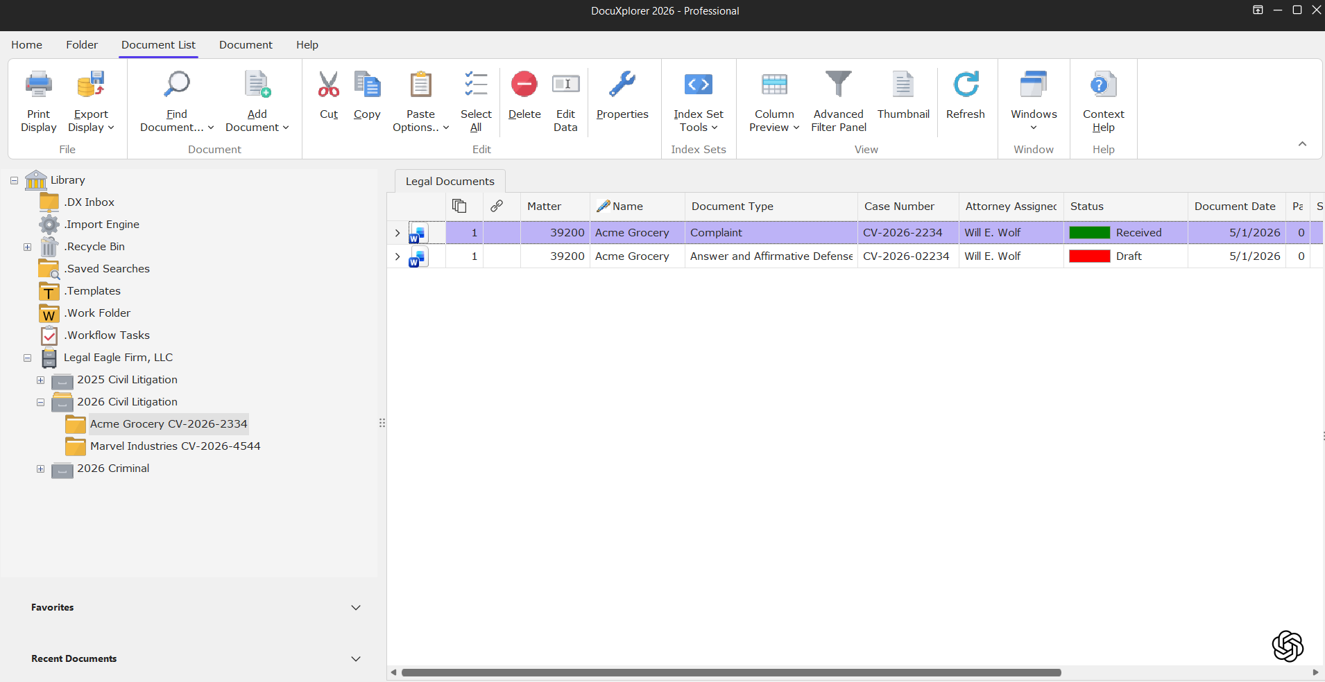 DocuXplorer interface for legal teams