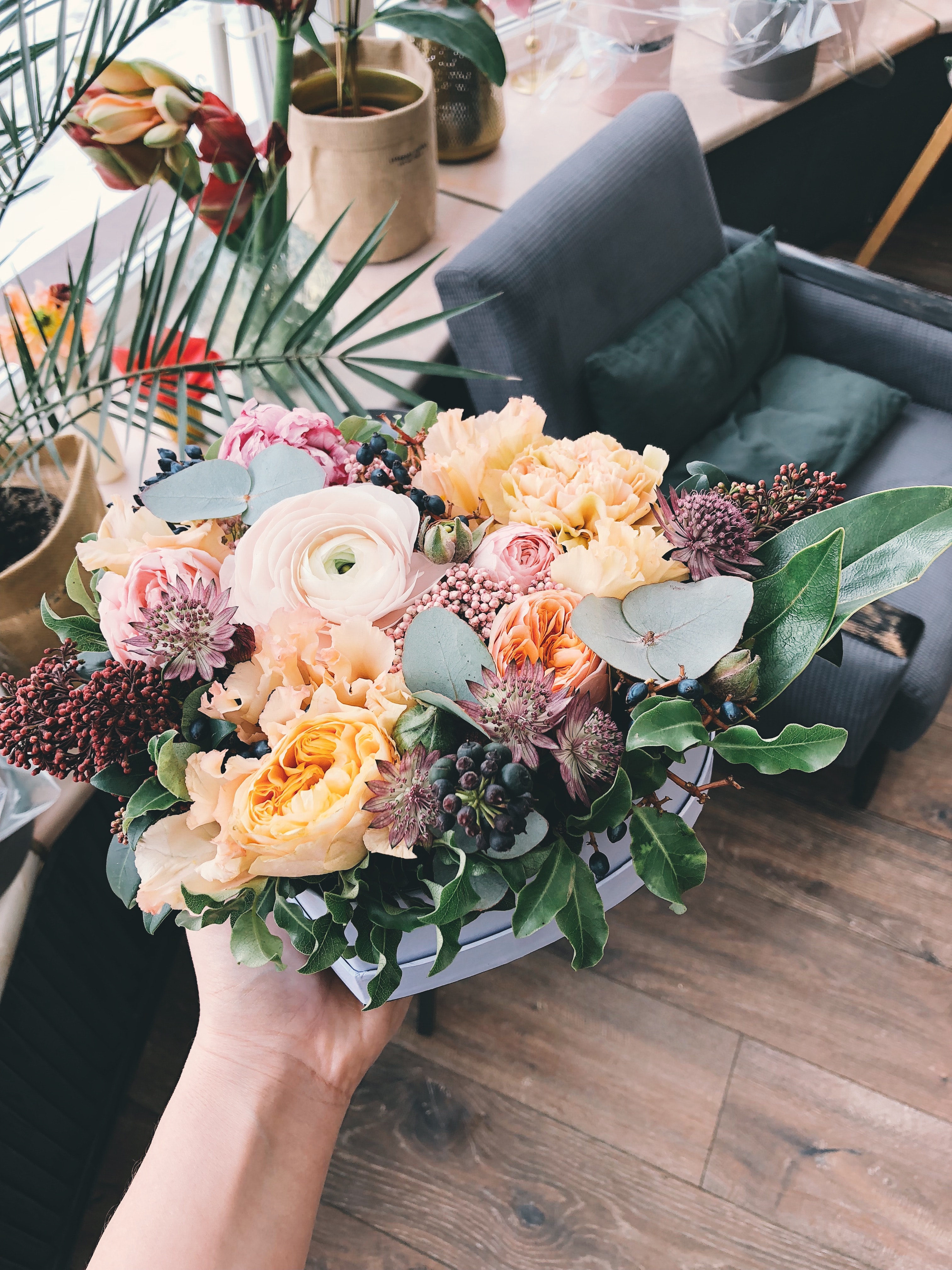 Celebration flower arrangement for a graduation or spring wedding