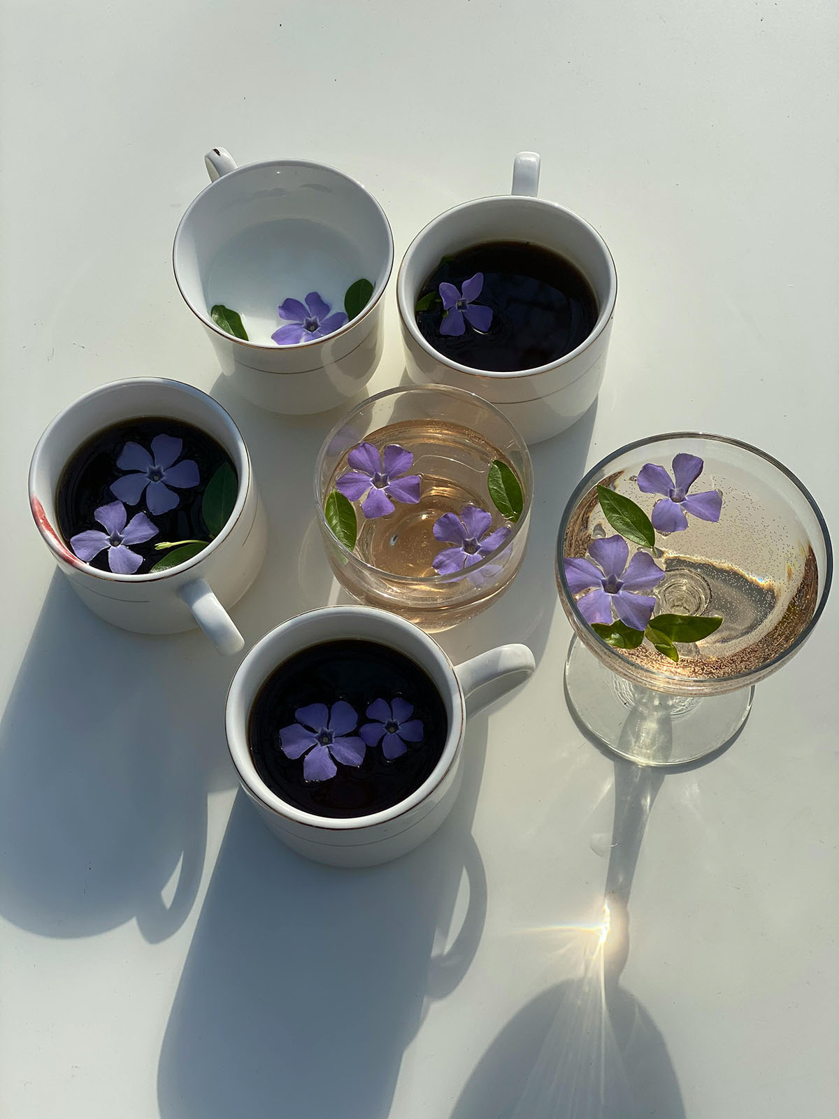 Edible flowers used in a floral display