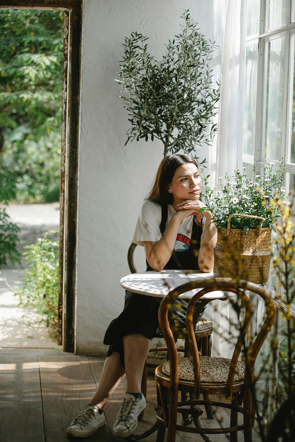 Summer greenery in a New York City garden setting