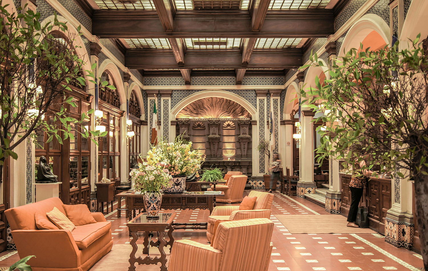 Floral arrangement in a Manhattan building lobby