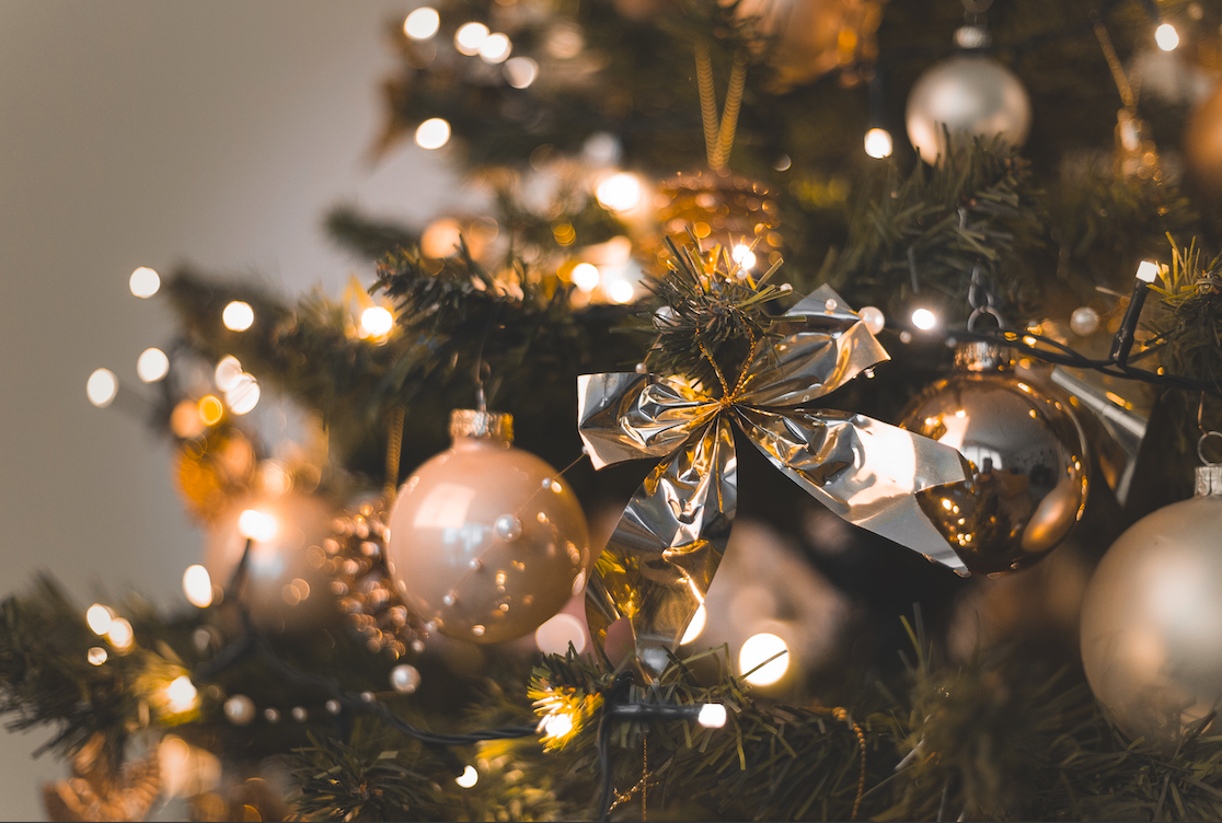 Decorated Christmas tree for the holiday season