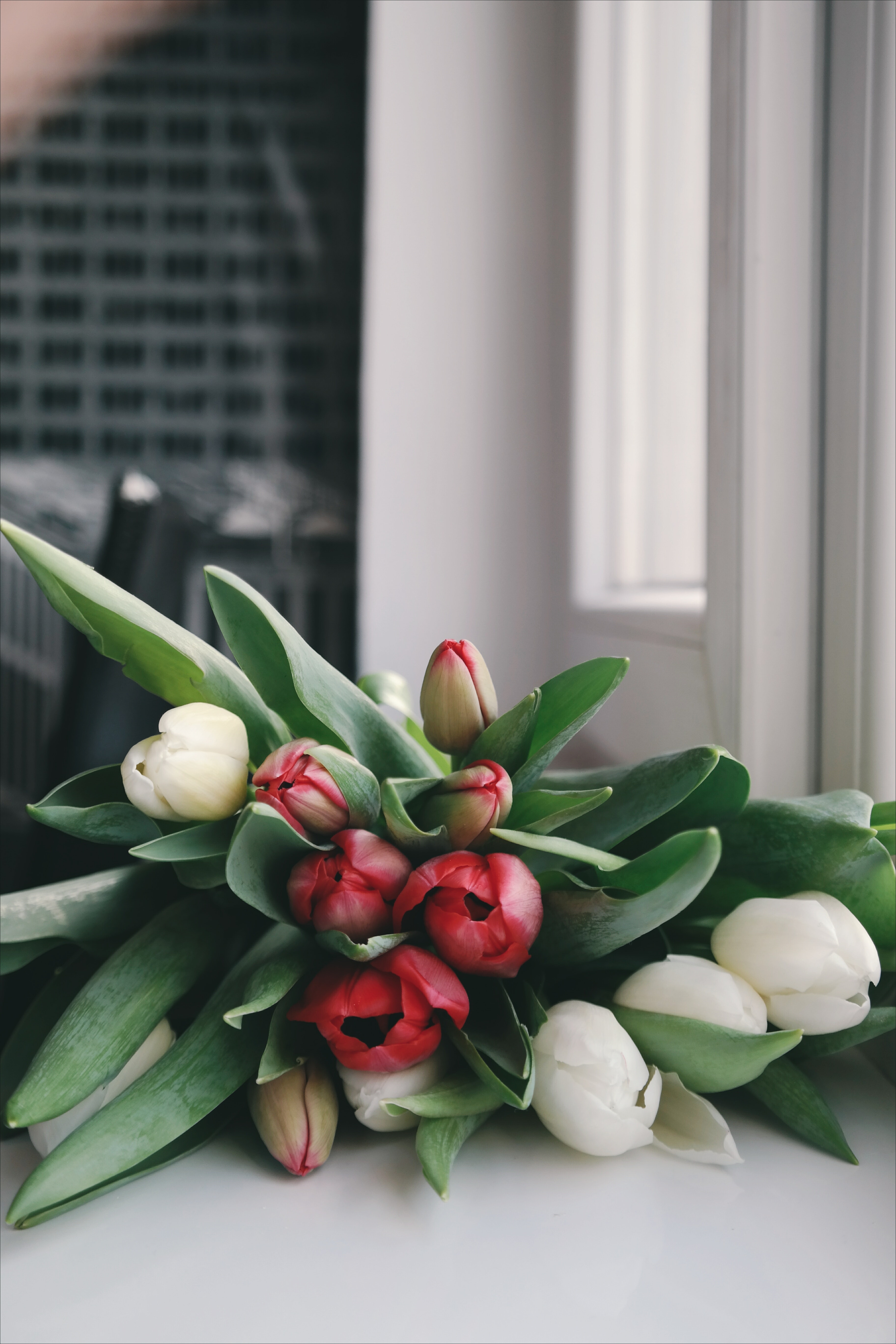 Bright blooming bouquet for a spring office delivery