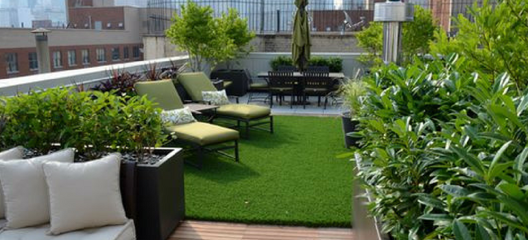 Urban terrace garden in New York City