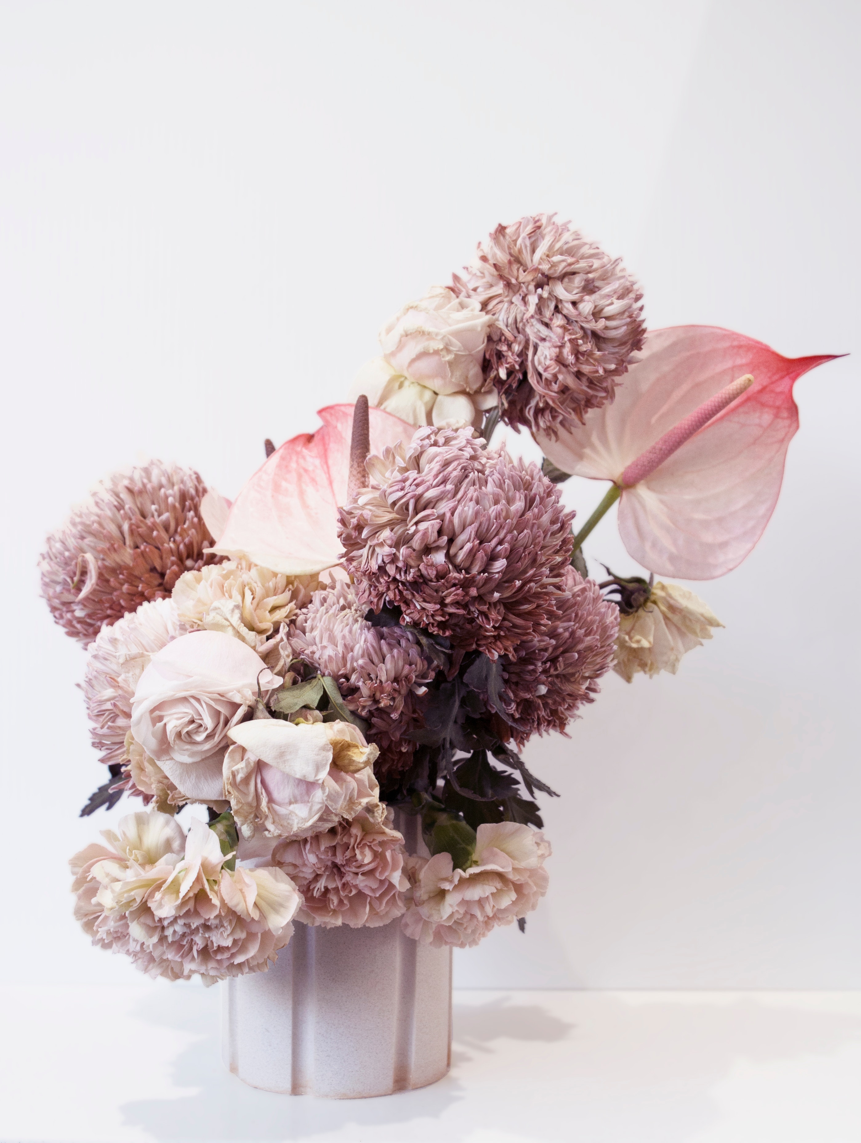 Fresh flower arrangement brightening a workplace