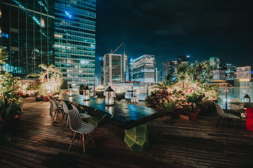 Urban garden set up for entertaining guests