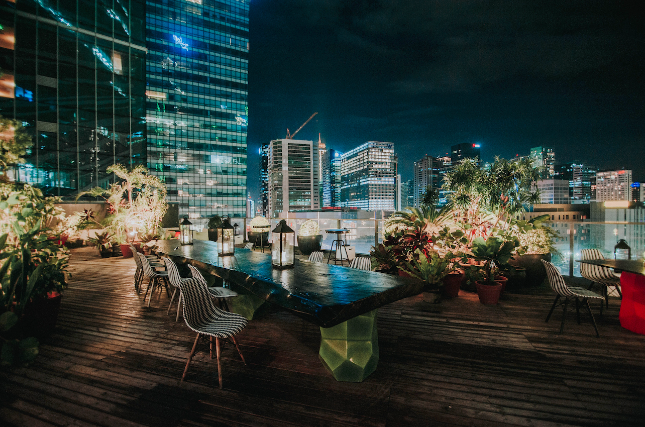 Rooftop urban garden planted in the city