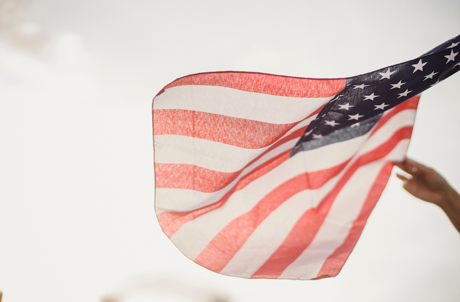 Patriotic flower arrangement for the Fourth of July