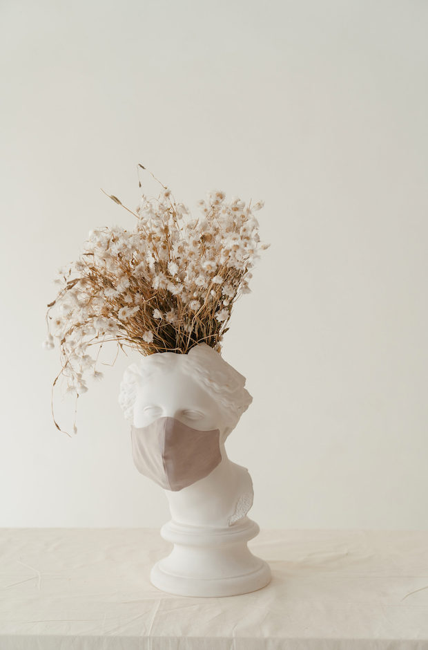 Floral arrangement using unexpected elements in its design