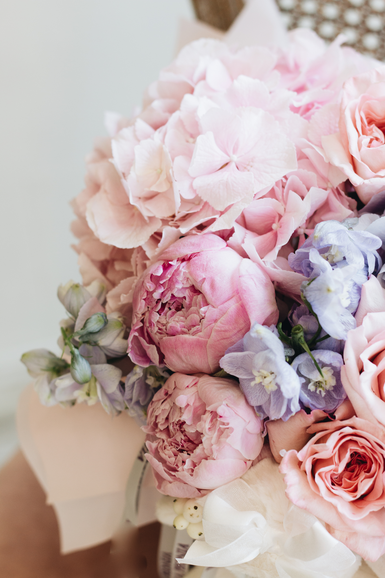 Peony arrangement by Floral Studio NYC for an office