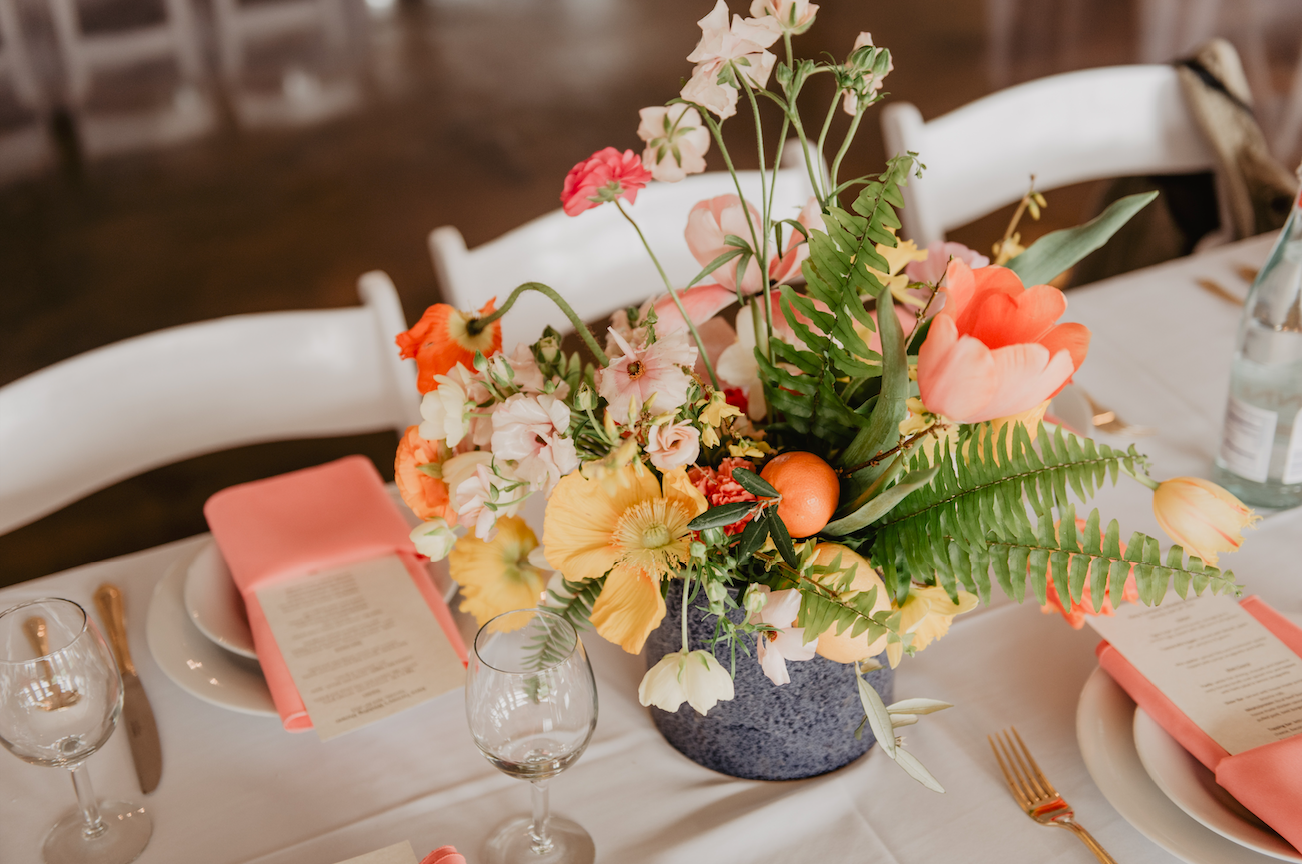 Floral centerpiece for a graduation party