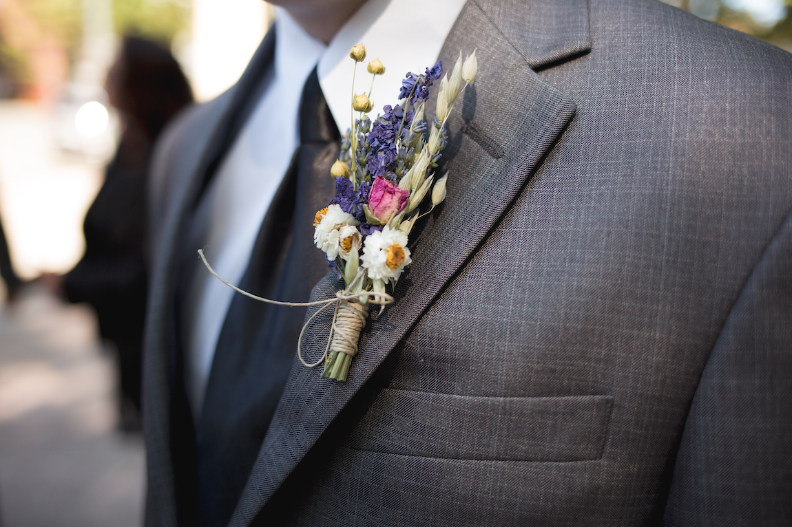 Wedding boutonniere by a New York City florist
