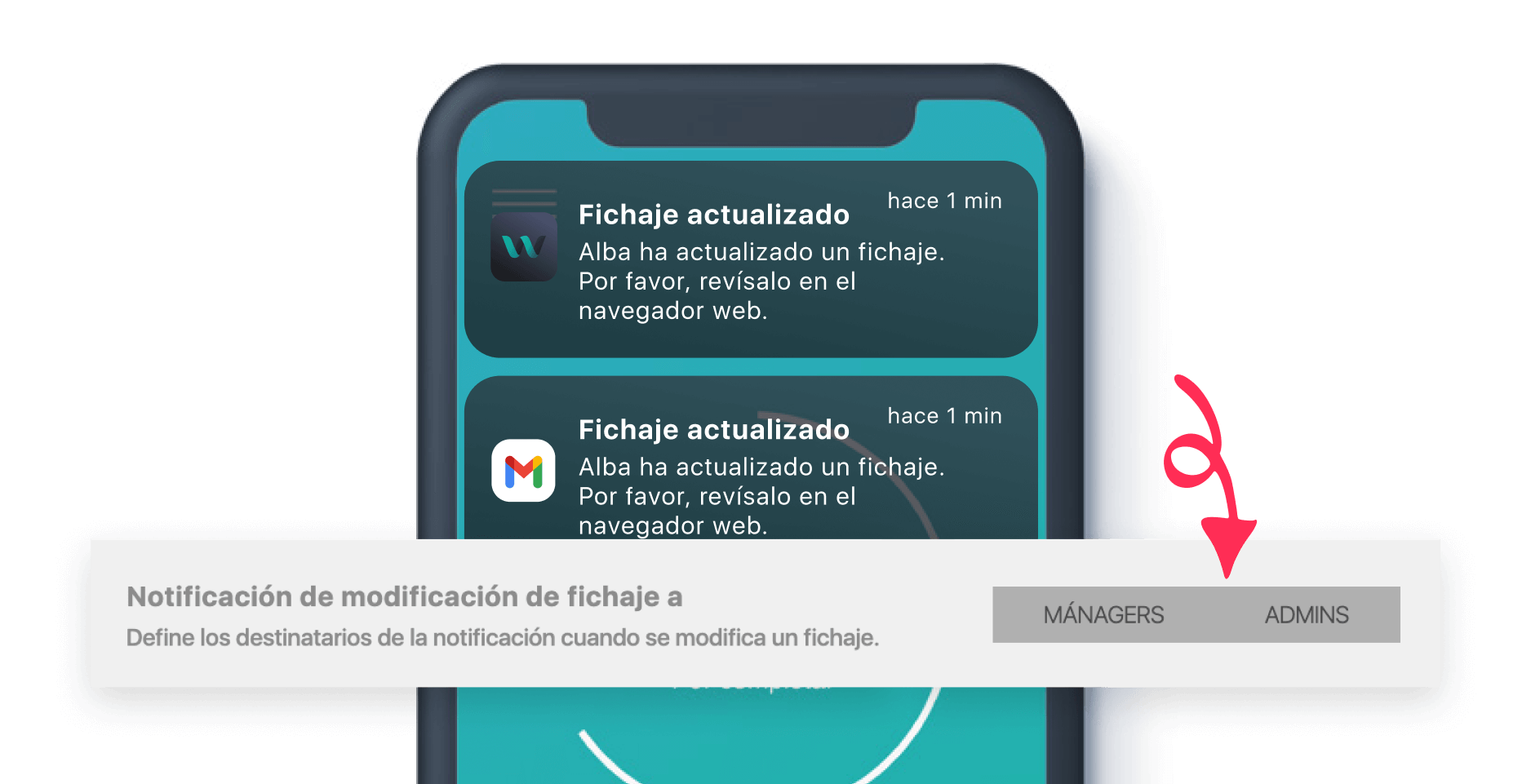 Notificaciones de incidencieas de fichajes