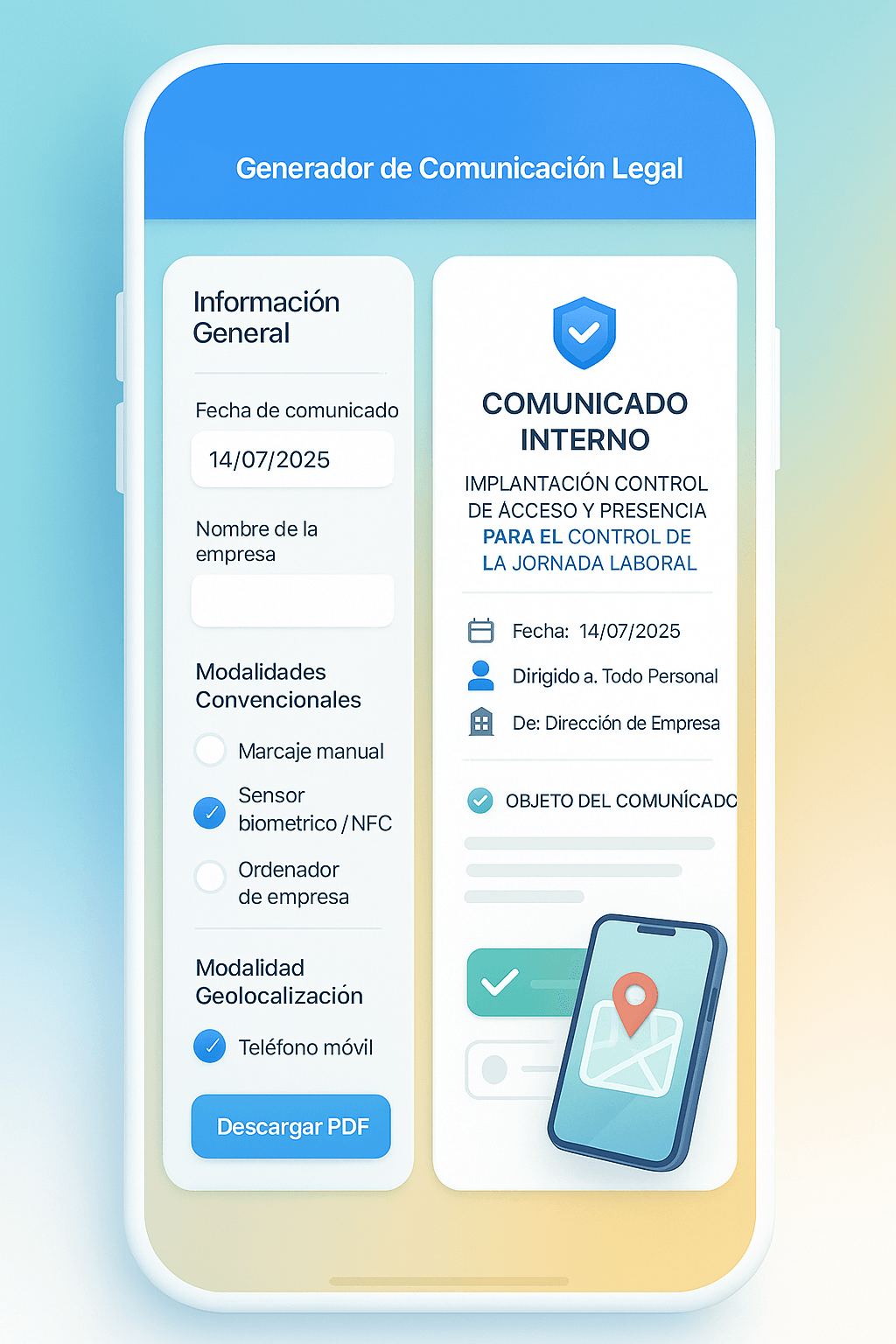 Generador de comunicado legal inwout