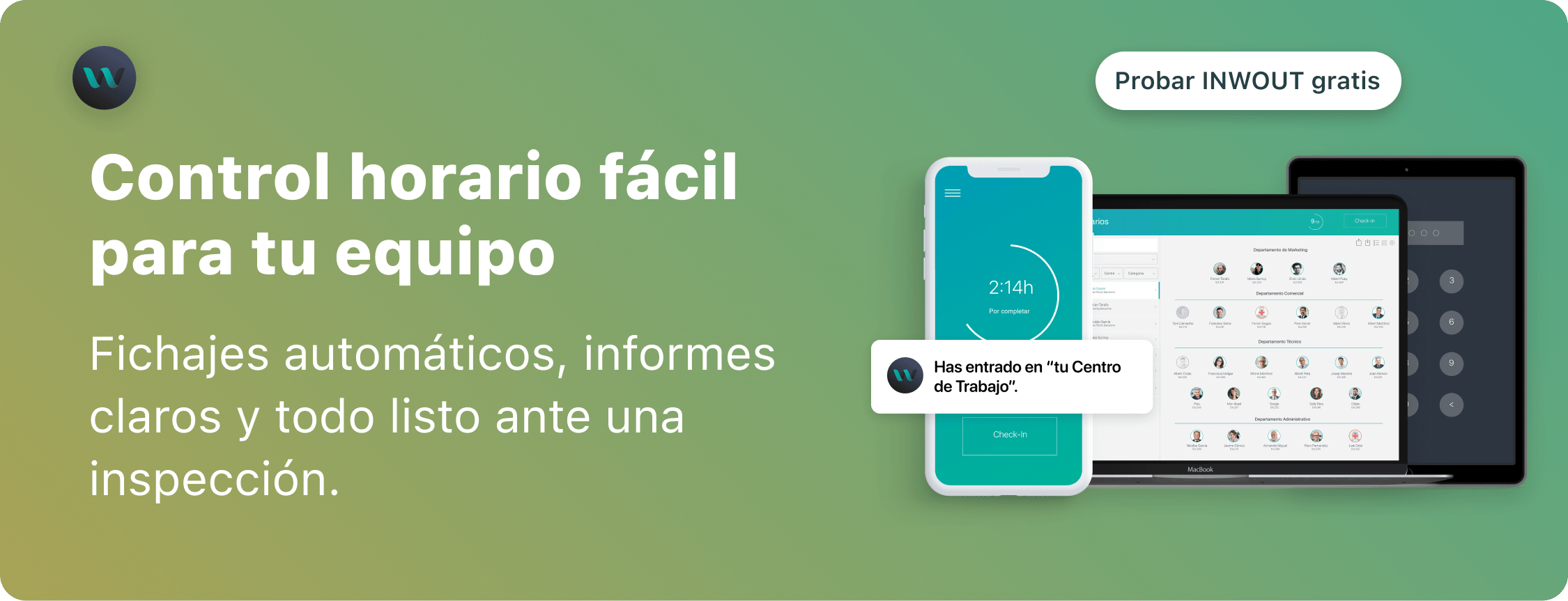 Fichaje automático con geofence — INWOUT