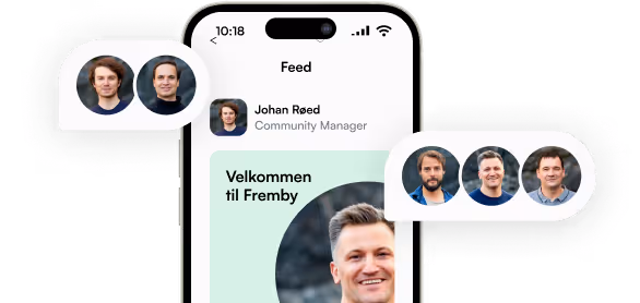Bilde av mobilt grensesnitt med team av Fremby medarbeidere