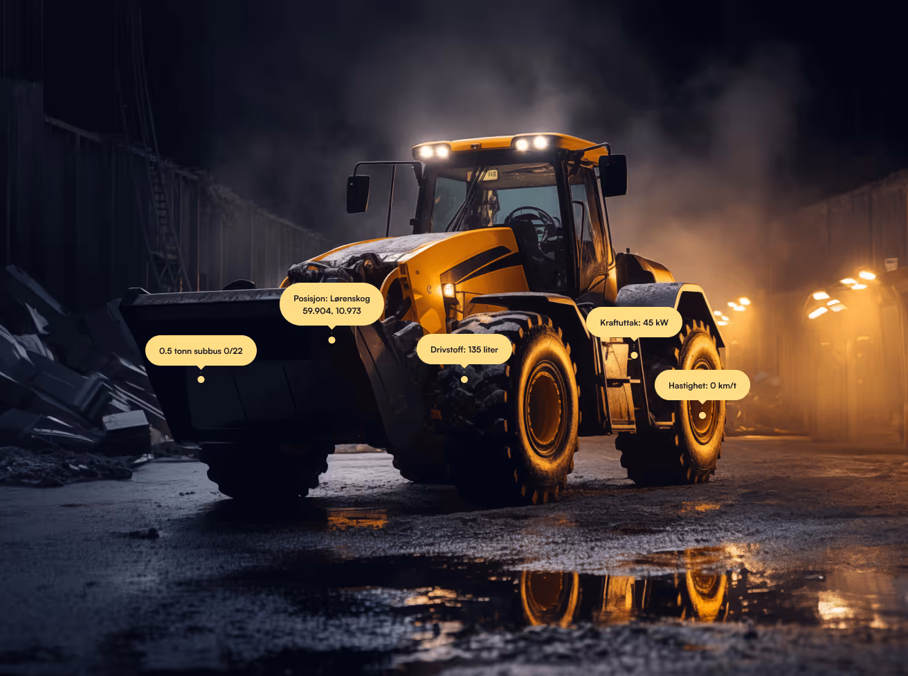Construction machine with data on site