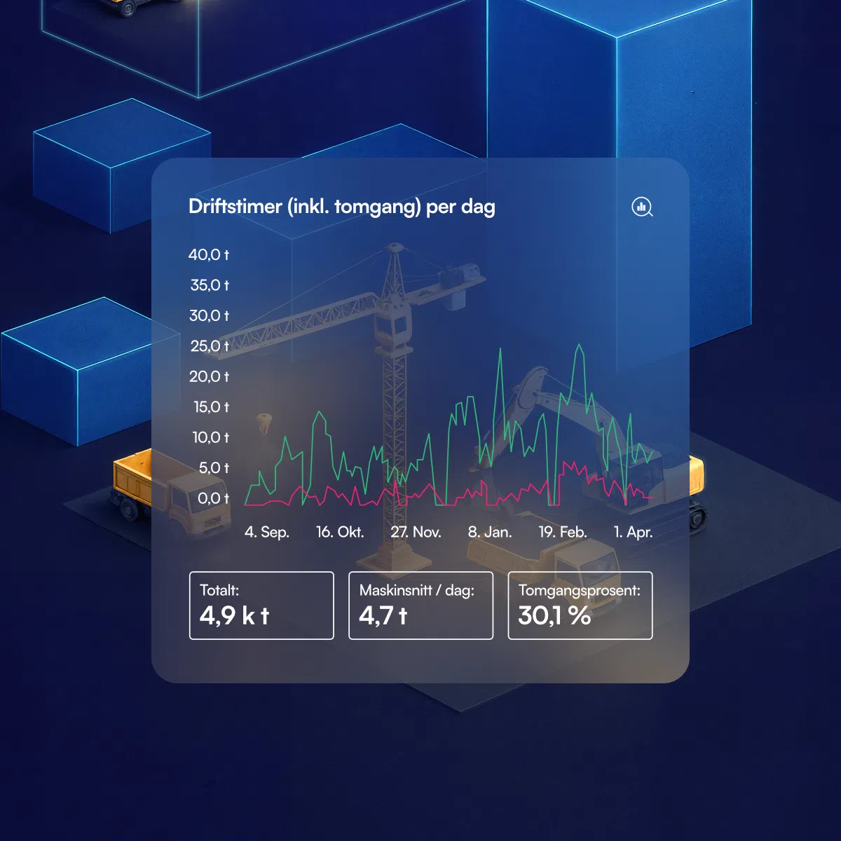 Illustration of construction site and data being shared