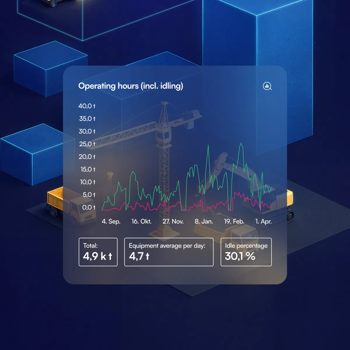 Illustration of construction site and data being shared