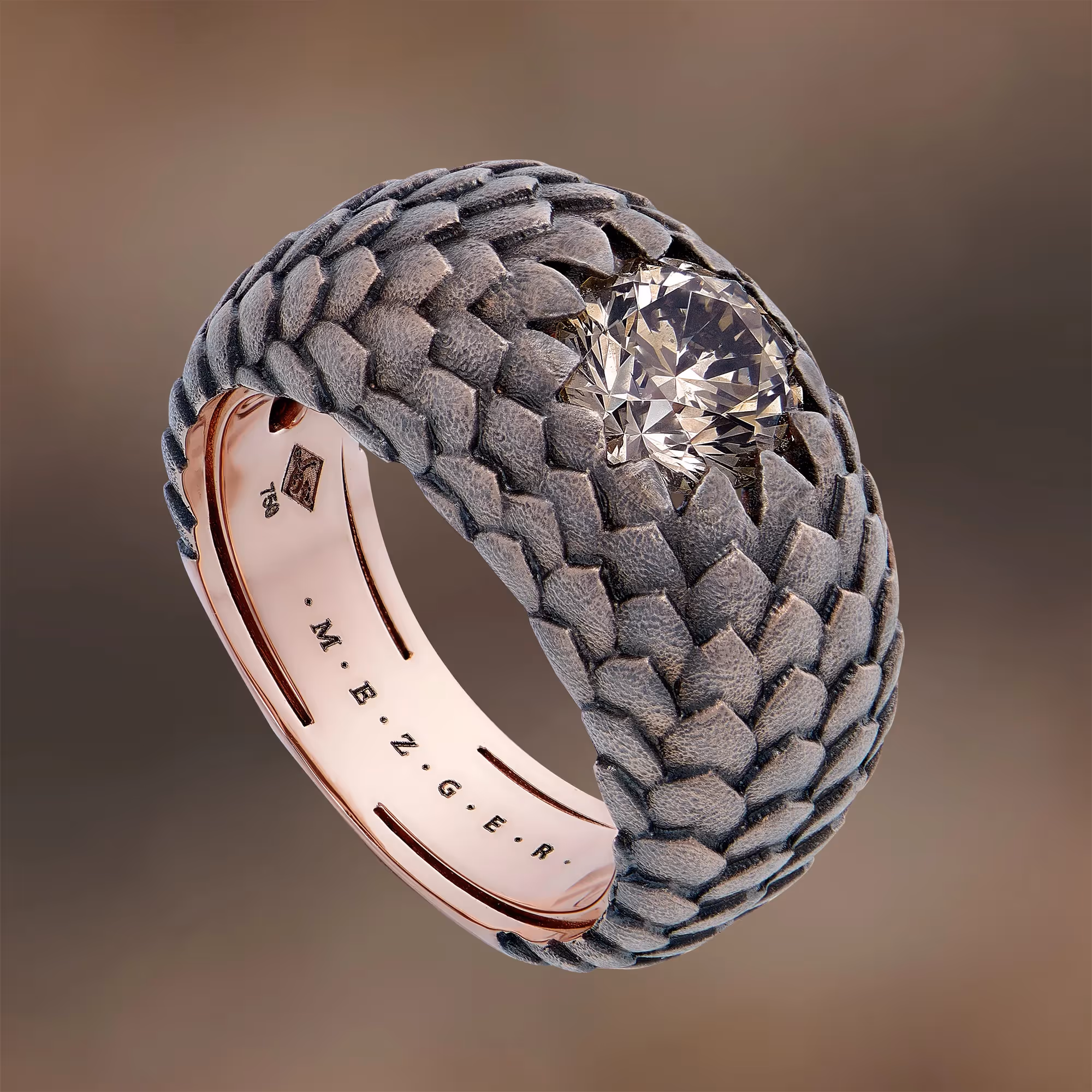 bague écailles en or