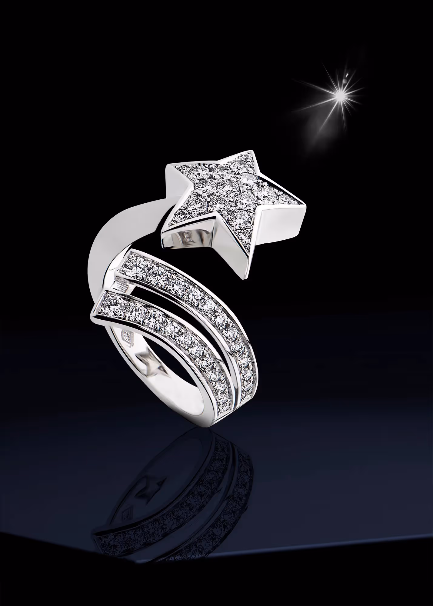 bague comète en or blanc du bijoutier mezger