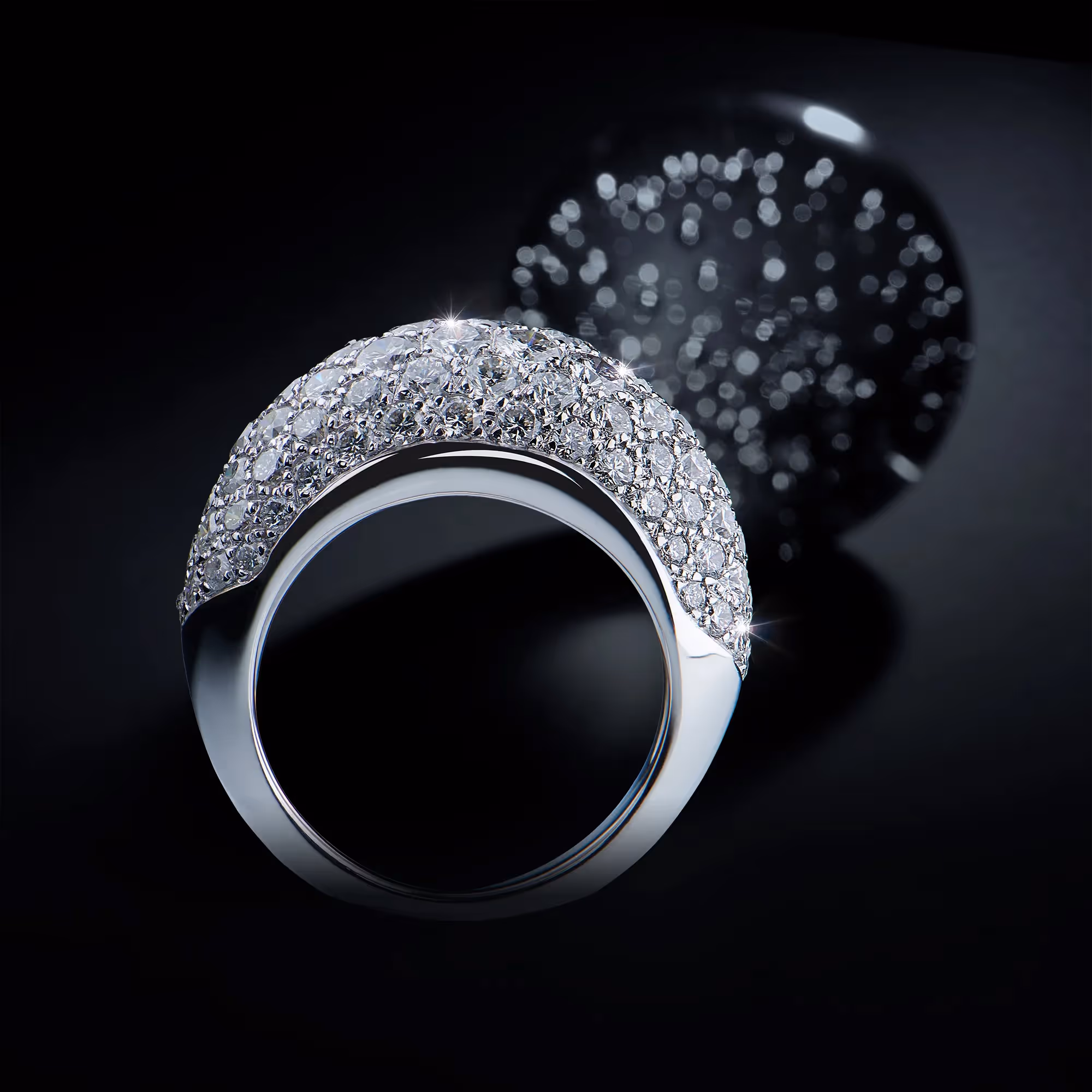Photo créative d'une bague sertie de diamants, snow ring