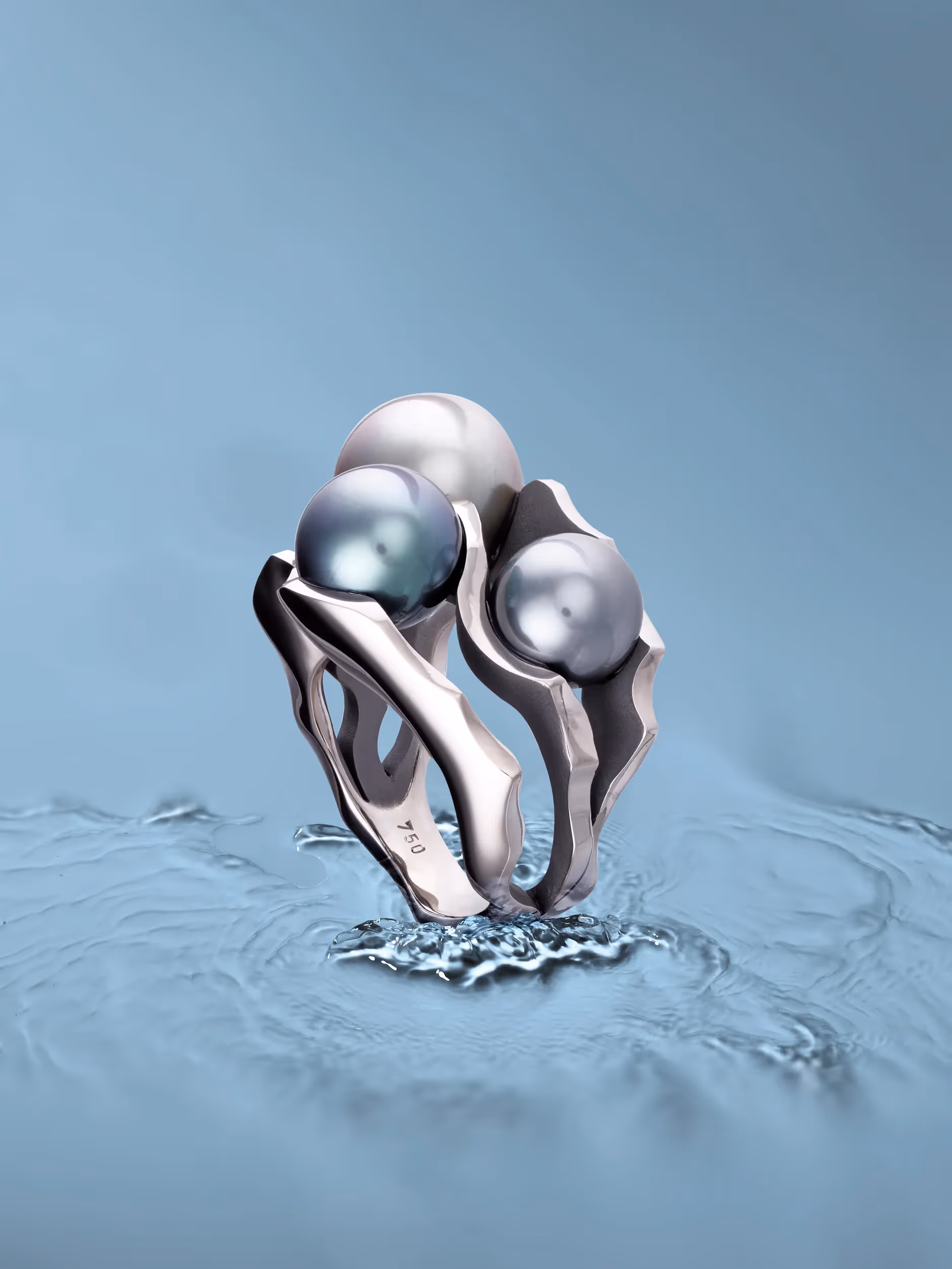 bague vague or et perle