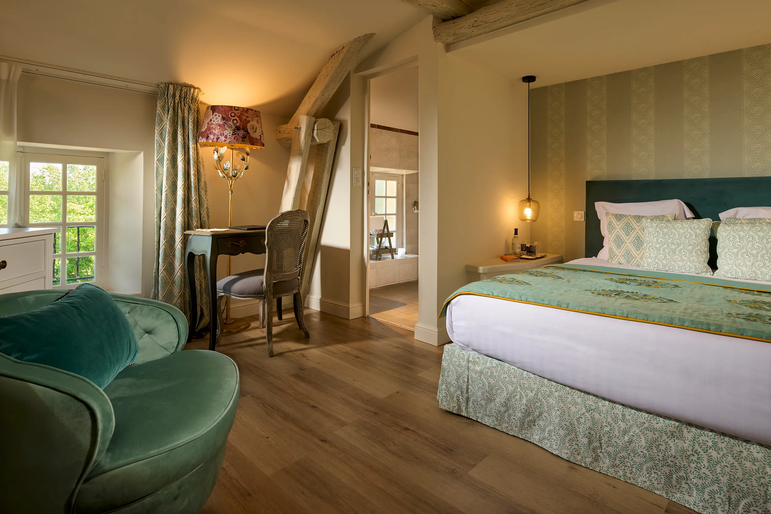Photo de la chambre nomée pimprenelle de l'hôtel La Métairie à Mauzac en dordogne