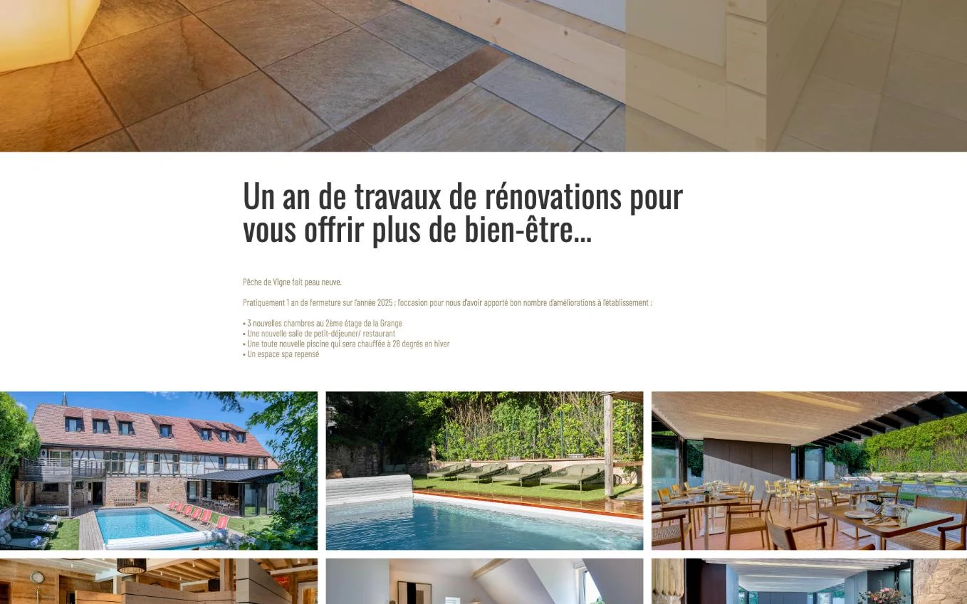 Site web de l’Hôtel Pêche de Vigne conçu par GRAPHYT – écran 2