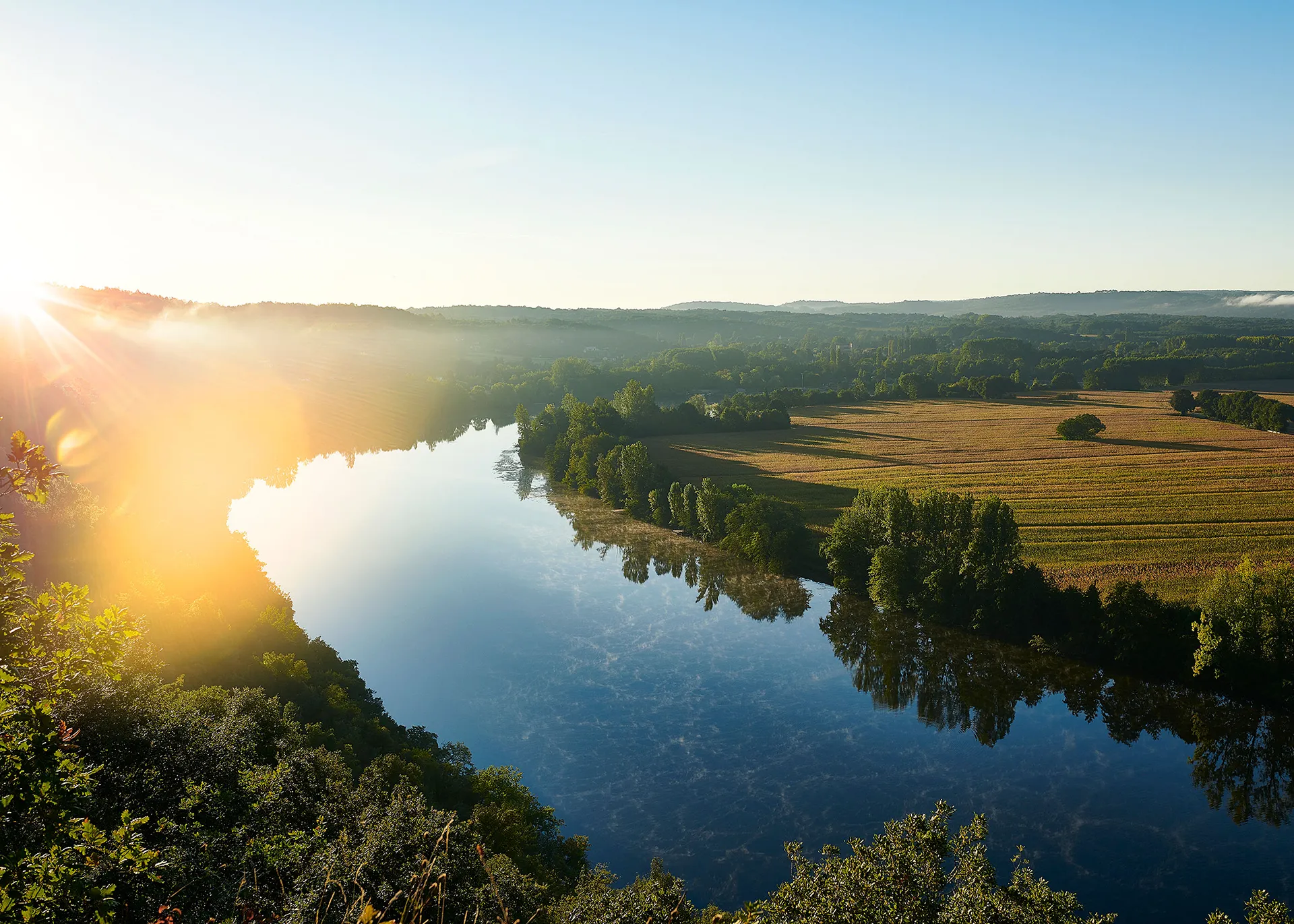 Le Cingle de Trémolat vu depuis l’Hôtel La Métairie, Périgord – photographie GRAPHYT