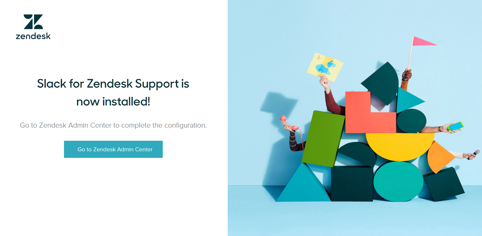 Success Page Showing Slack and Zendesk has been integrated successfully