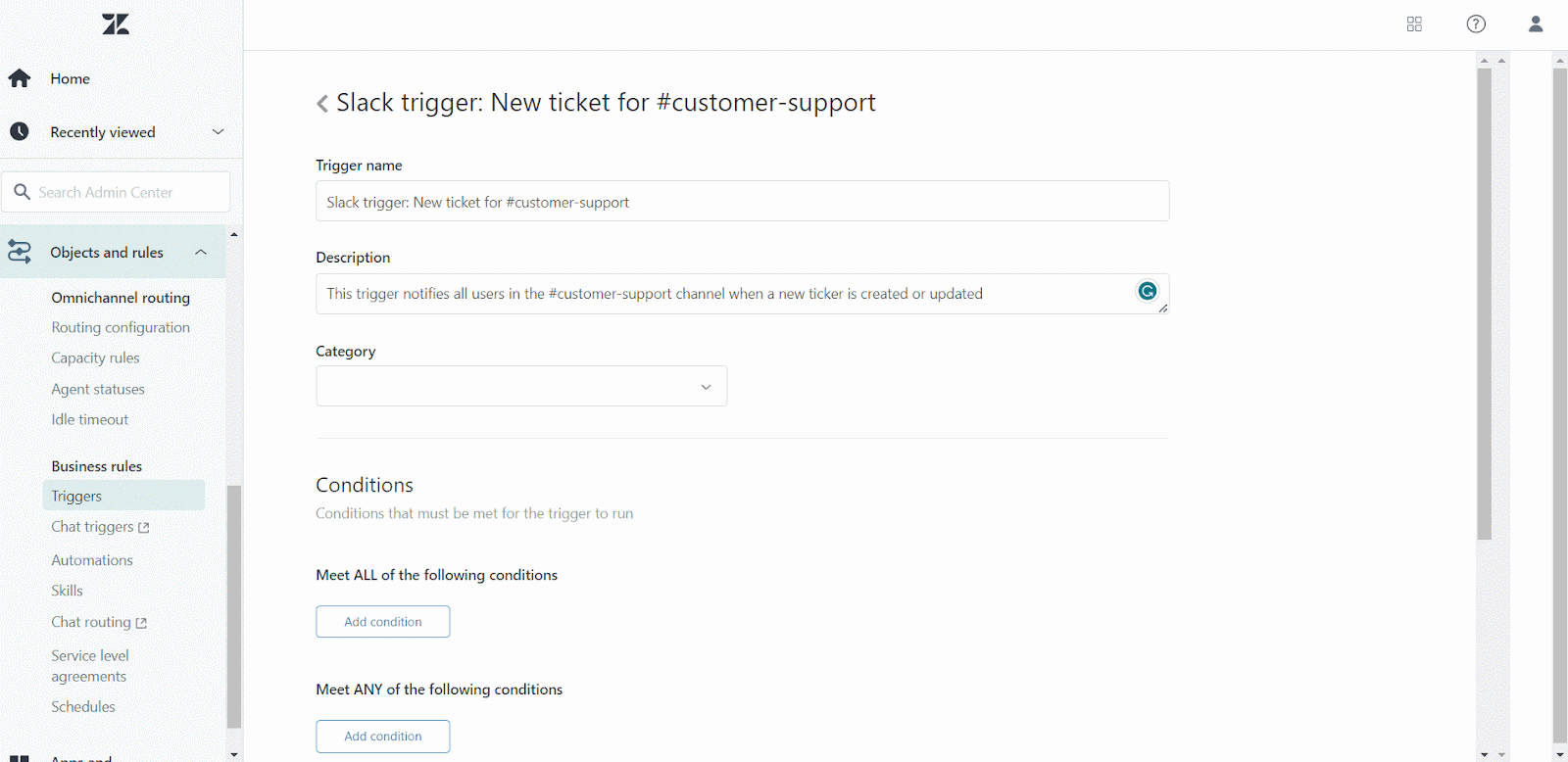 Creating Zendesk Triggers for Slack Integration