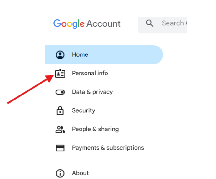 Google Account Personal Info