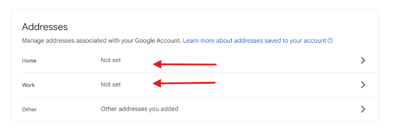 Google Account Address Setting