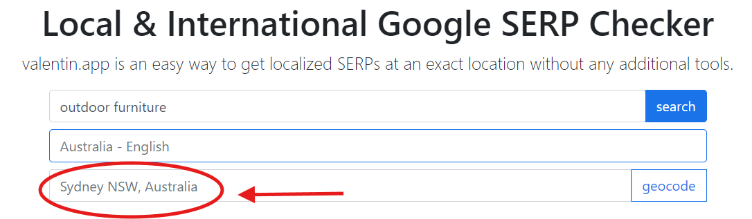 local and international Google SERP checker geocode