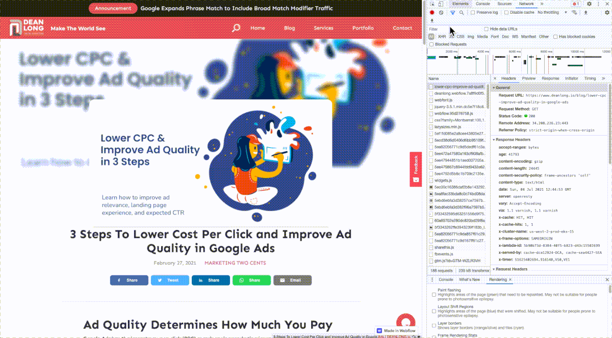 How to open Google Chrome Developer Tool and find Network and your Status Code | DEANLONG.io