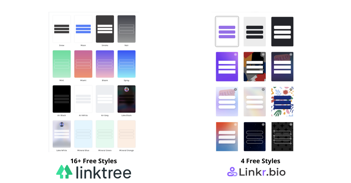 Free custom background comparison between Linktree & Linkr.bio | DEANLONG.io