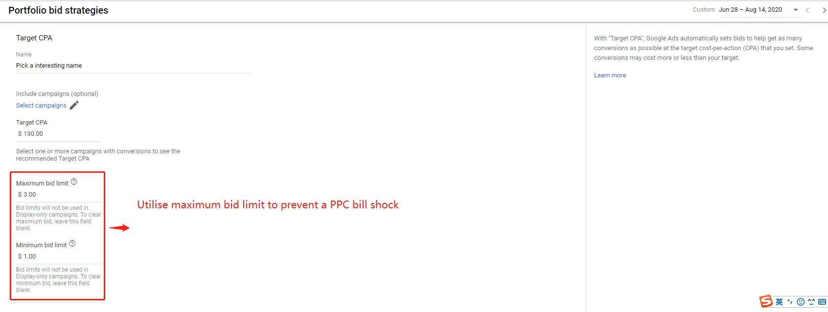 use the portfolio bid strategy when it comes to target CPA campaigns