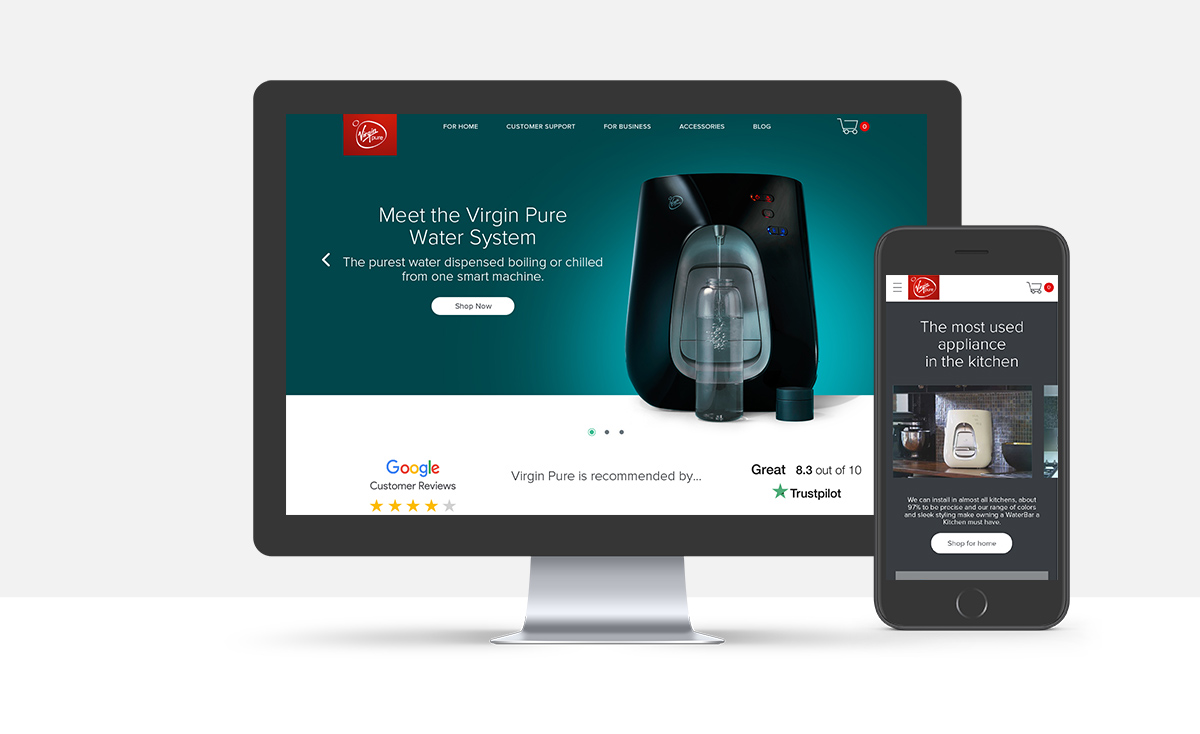 A website design for Virgin Pure by Sasha Hardway