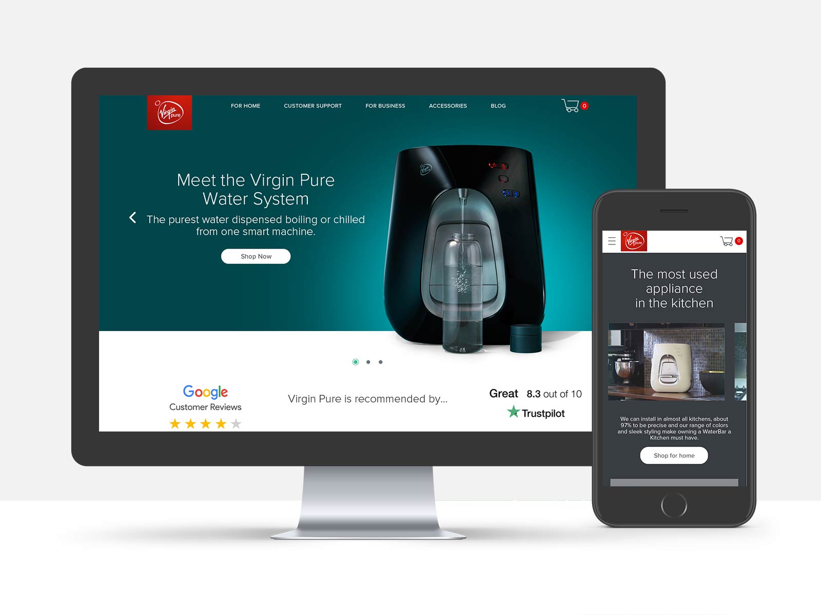 A website design for Virgin Pure by Sasha Hardway
