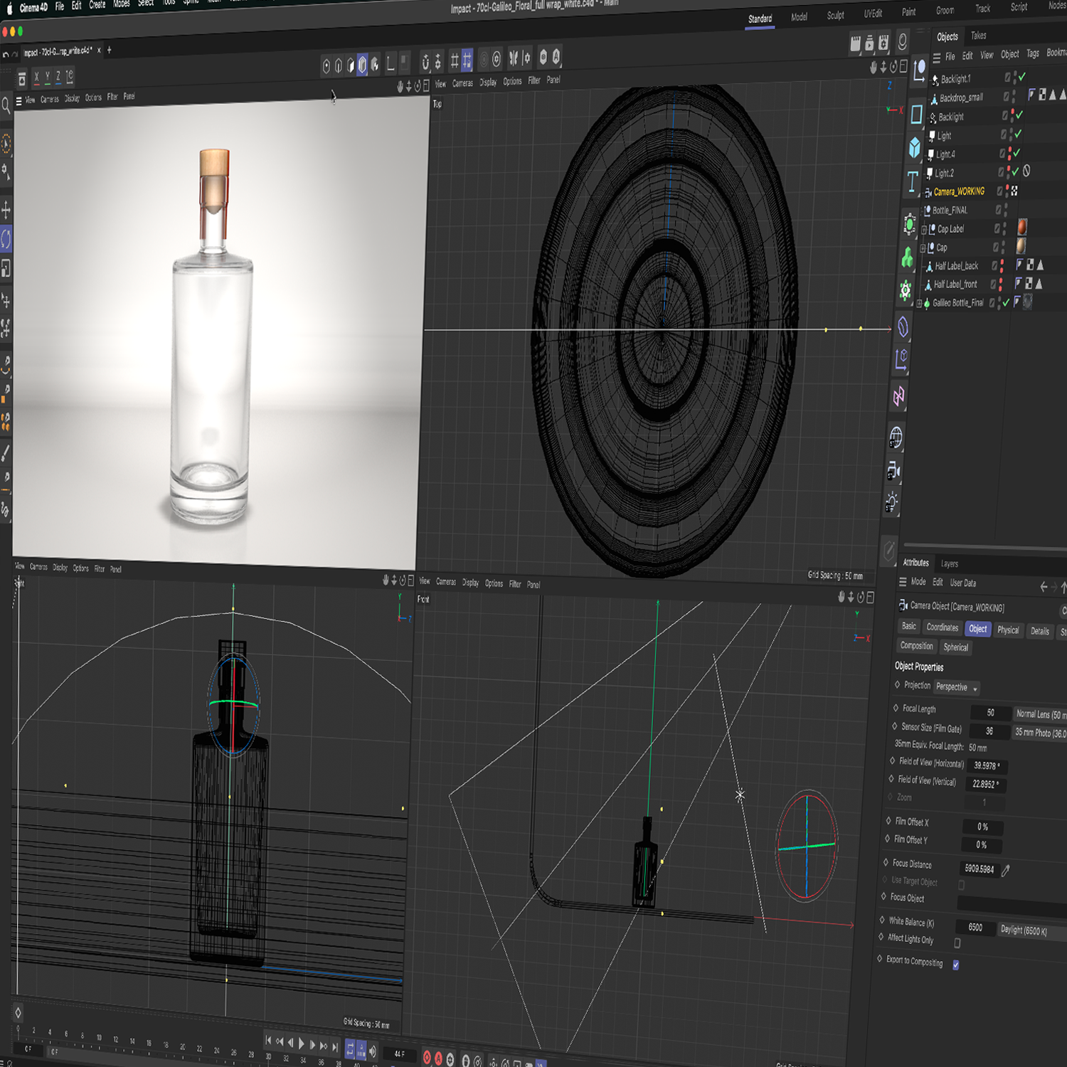 3 dimensional bottle modelling in Maxon Cinema4D