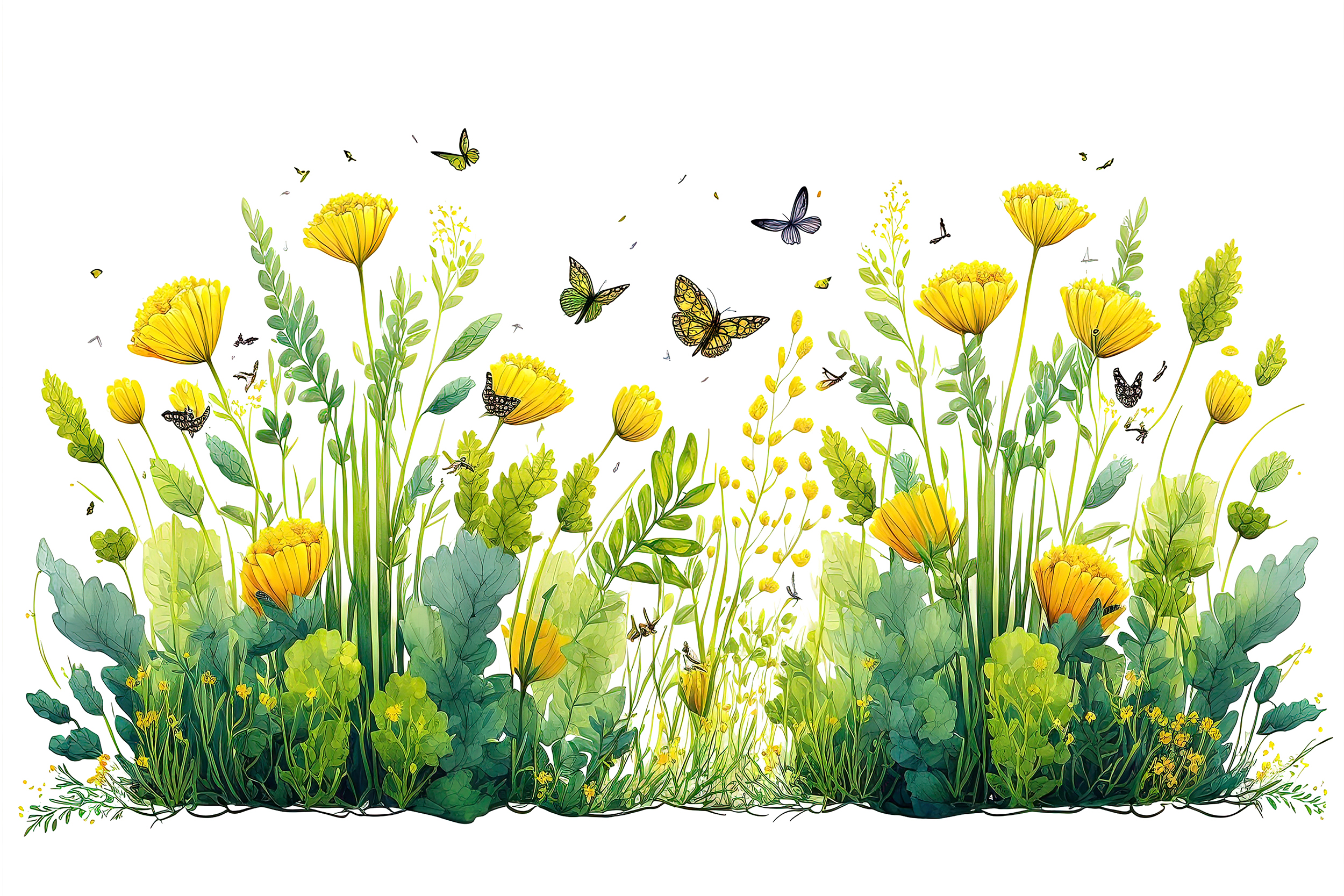 Floral summer meadow illustration