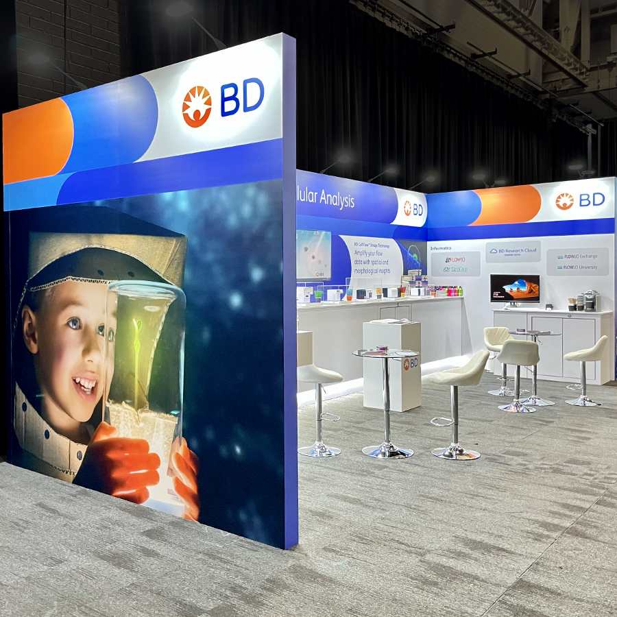 An exhibition stand for BD, built by Impact, exhibition stand builders based in Basingstoke, Hampshire.