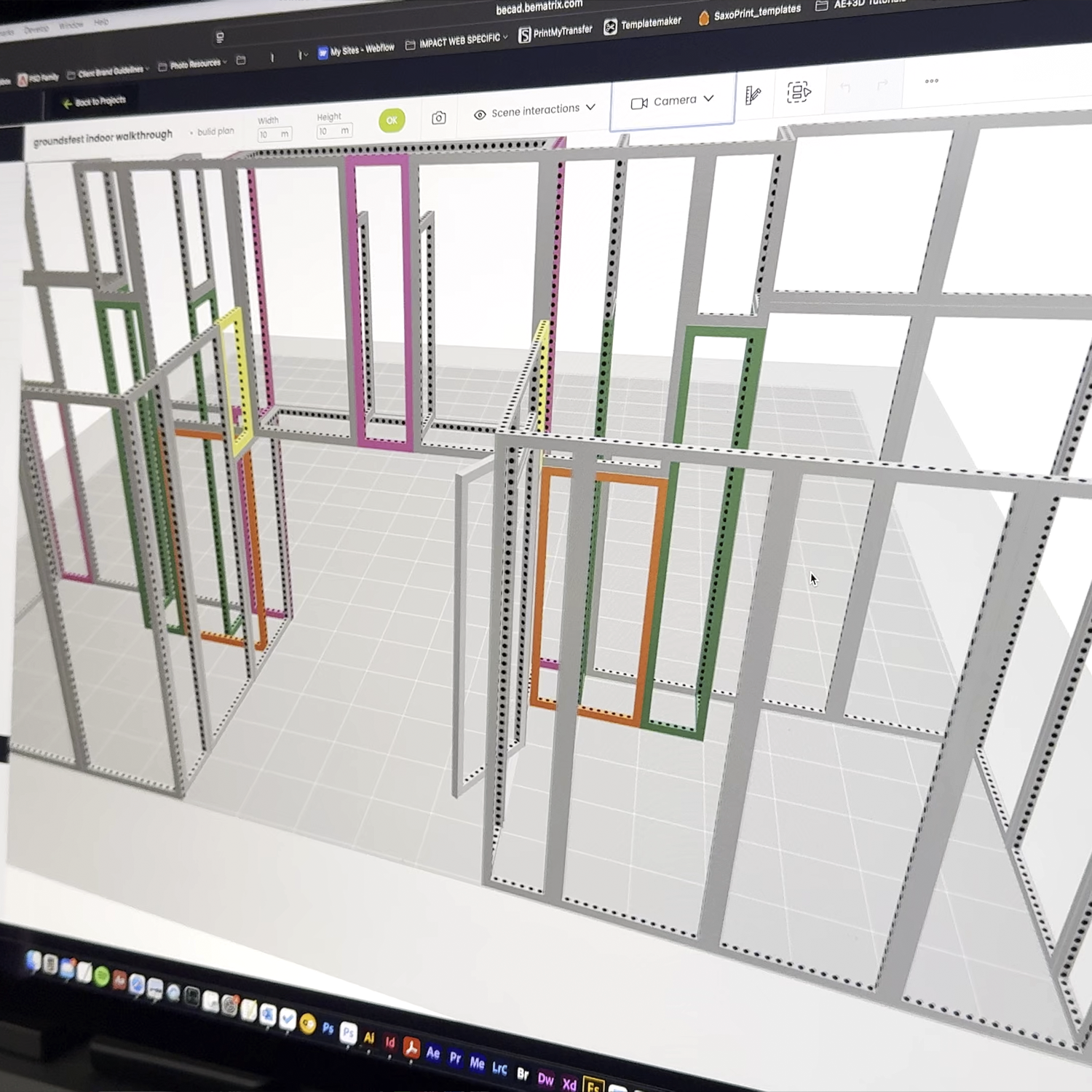 The 3D BeMatrix modular stand framework of designed by Impact Design & Print for Kress. Designed in BeCad and diplayed as a 3d walkaround for approval.