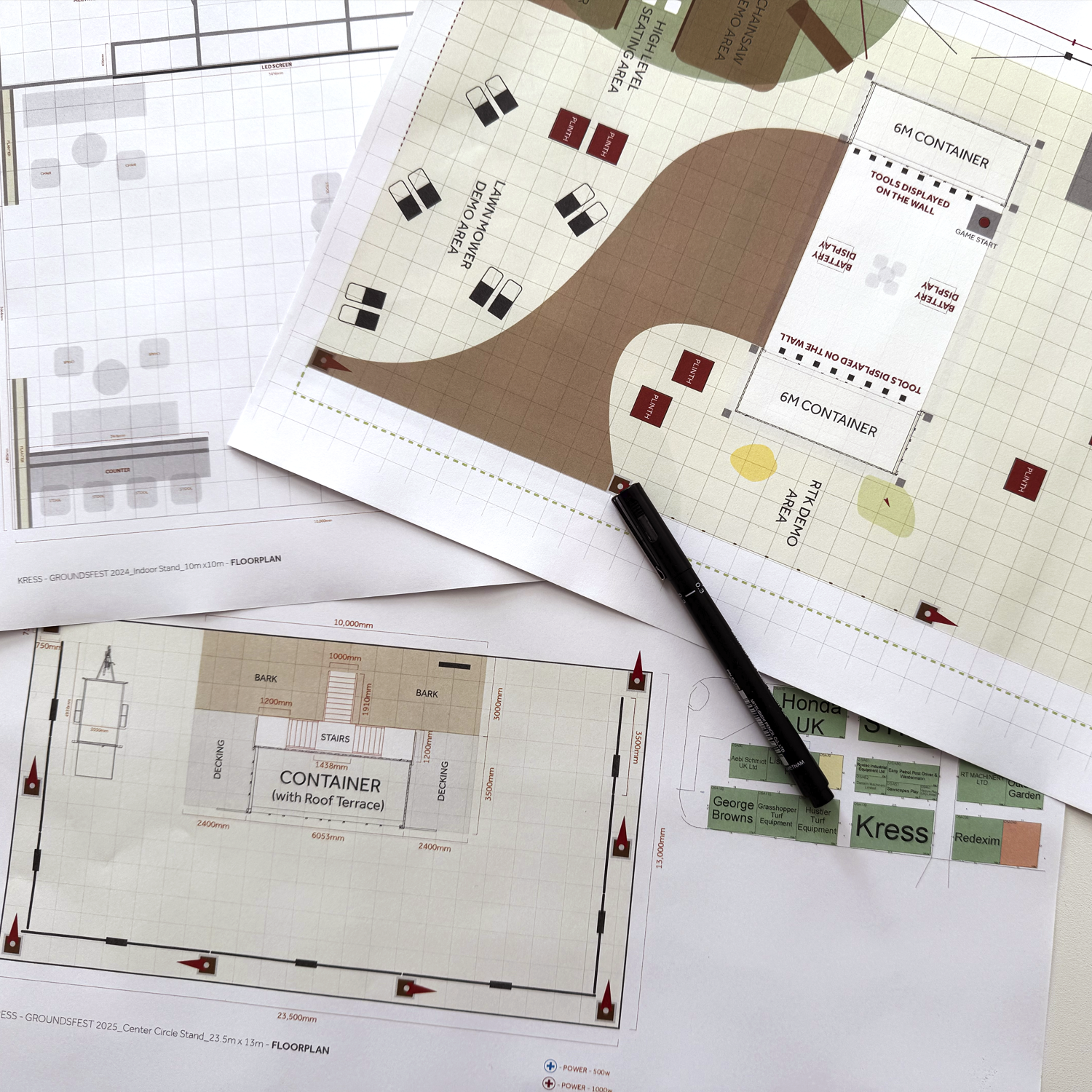 The floorplans produced by Impact as part of the design and build process of the Kress stands at Groundsfest 2025