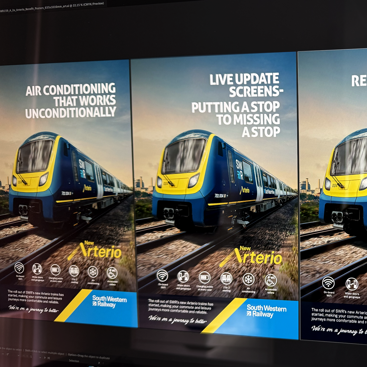 Posters artwork being designed and proofed on screen